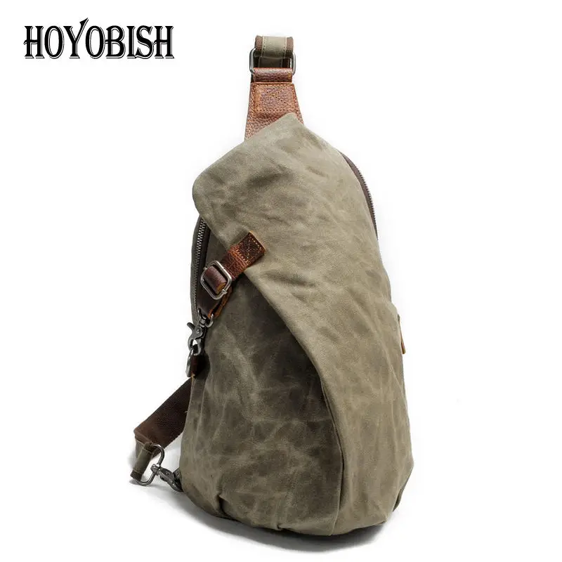 HOYOBISH холщовая Мужская нагрудная сумка с защитой от кражи, повседневная дорожная сумка через плечо, сумки-мессенджеры, водонепроницаемая мужская сумка на плечо OH014