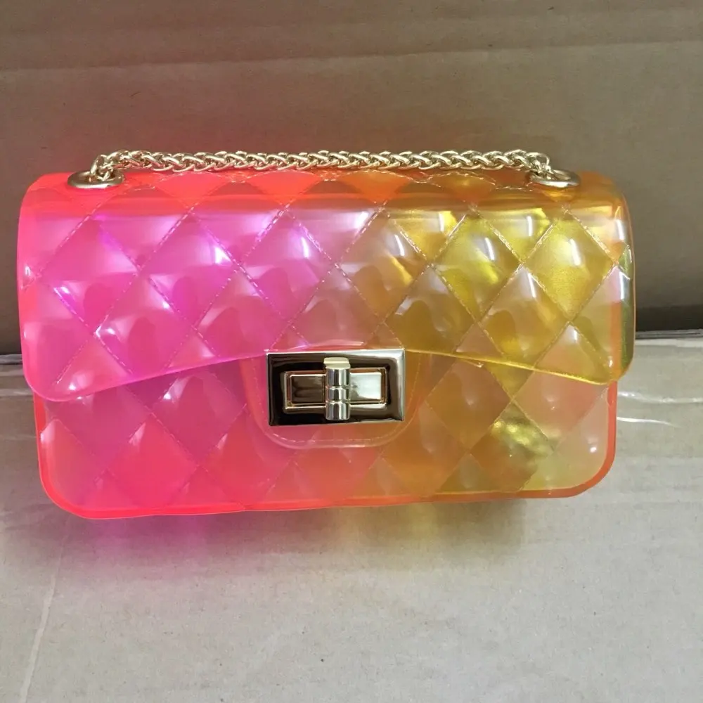Цветная прозрачная летняя Клетчатая Желейная сумка ярких цветов, сумки через плечо, дизайнерская женская сумка-мессен