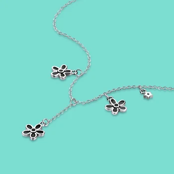 

New Women's 925 Sterling Silver Necklace Flower Pendant Solid Silver Clavicle Chain OL Style Simple Solid Silver Jewelry