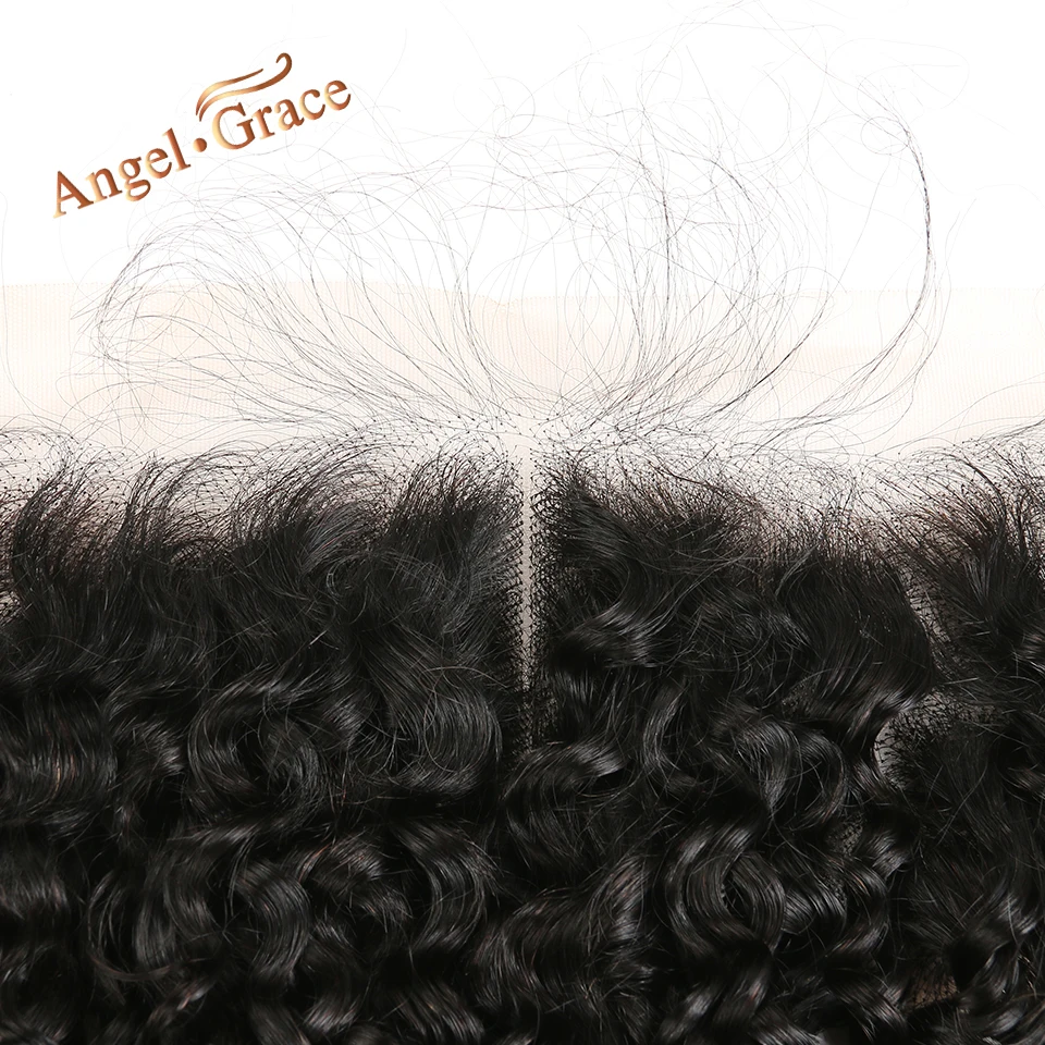 Ангел благодати волосы бразильский странный вьющиеся 13x4 кружева фронтальной часть естественный цветные волосы Реми человеческих искусственный парик фронтальные