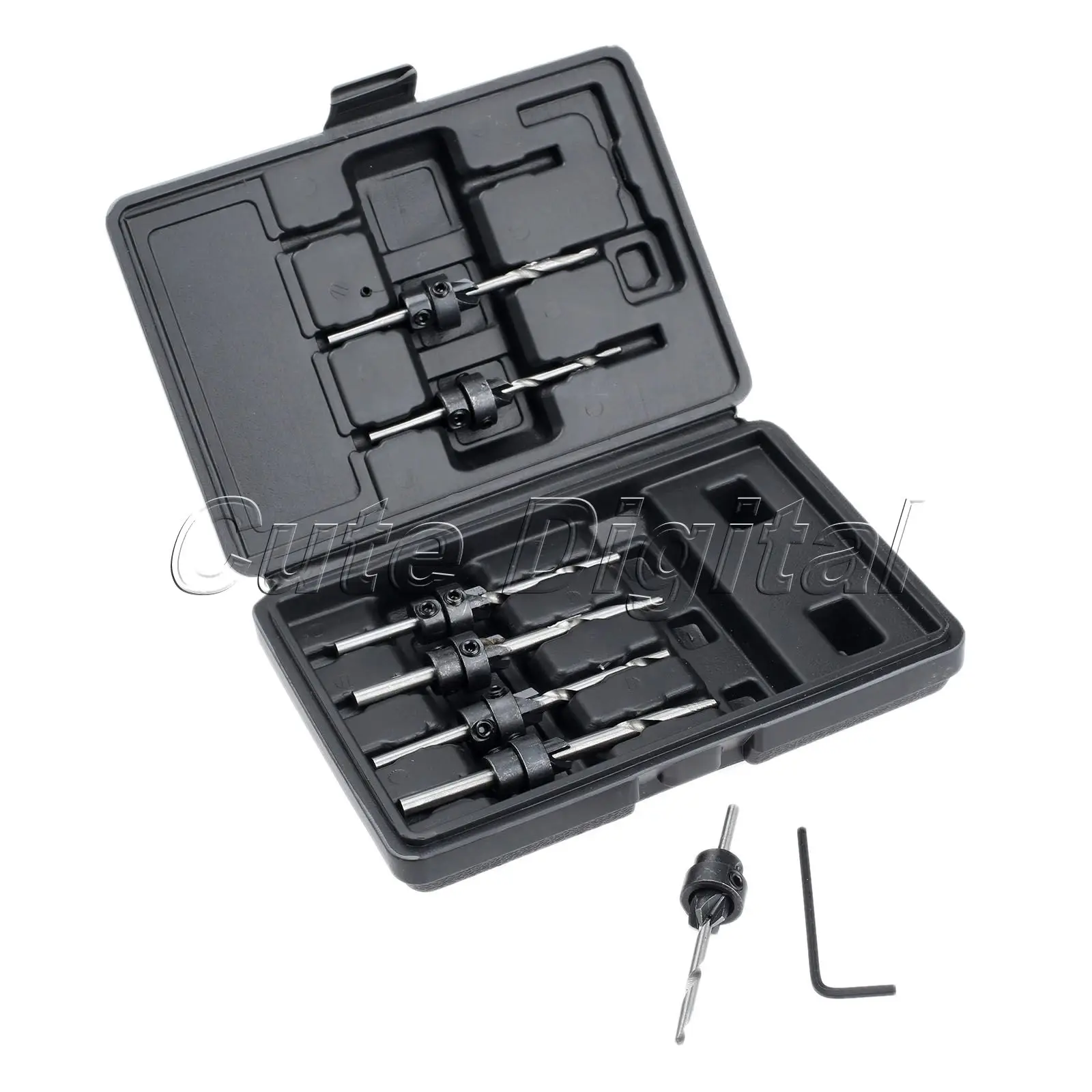 22pcs/set HSS Tampered Drill Carpentry Countersink Drill Bit Set Wood Drill Bits Straight Shank Hss Woodworking Tools with Case