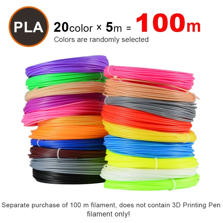 New Free Shipping 20Pieces/lot 3D Printer Filament 5M/pcs 20 Colors 1.75mm PLA 3D Print Filament For 3D Printer Or 3D Pen