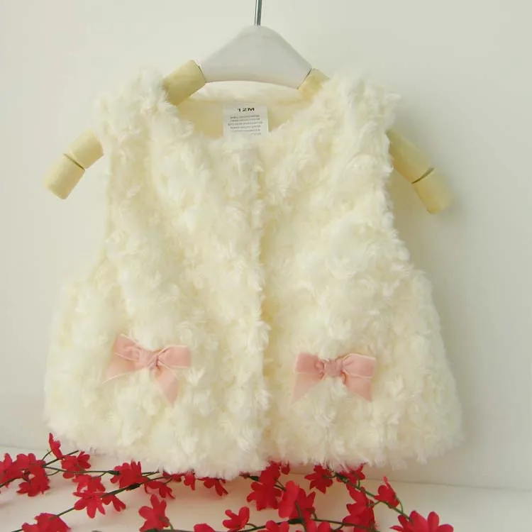Осенне-зимний детский жилет теплый жилет из искусственного меха для маленьких девочек верхняя одежда, пальто Одежда для маленьких мальчиков и девочек - Цвет: Белый