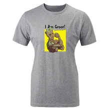 Cotton T shirts women Short Sleeves Christmas Guardians of the Galaxy I am Groot Tree people