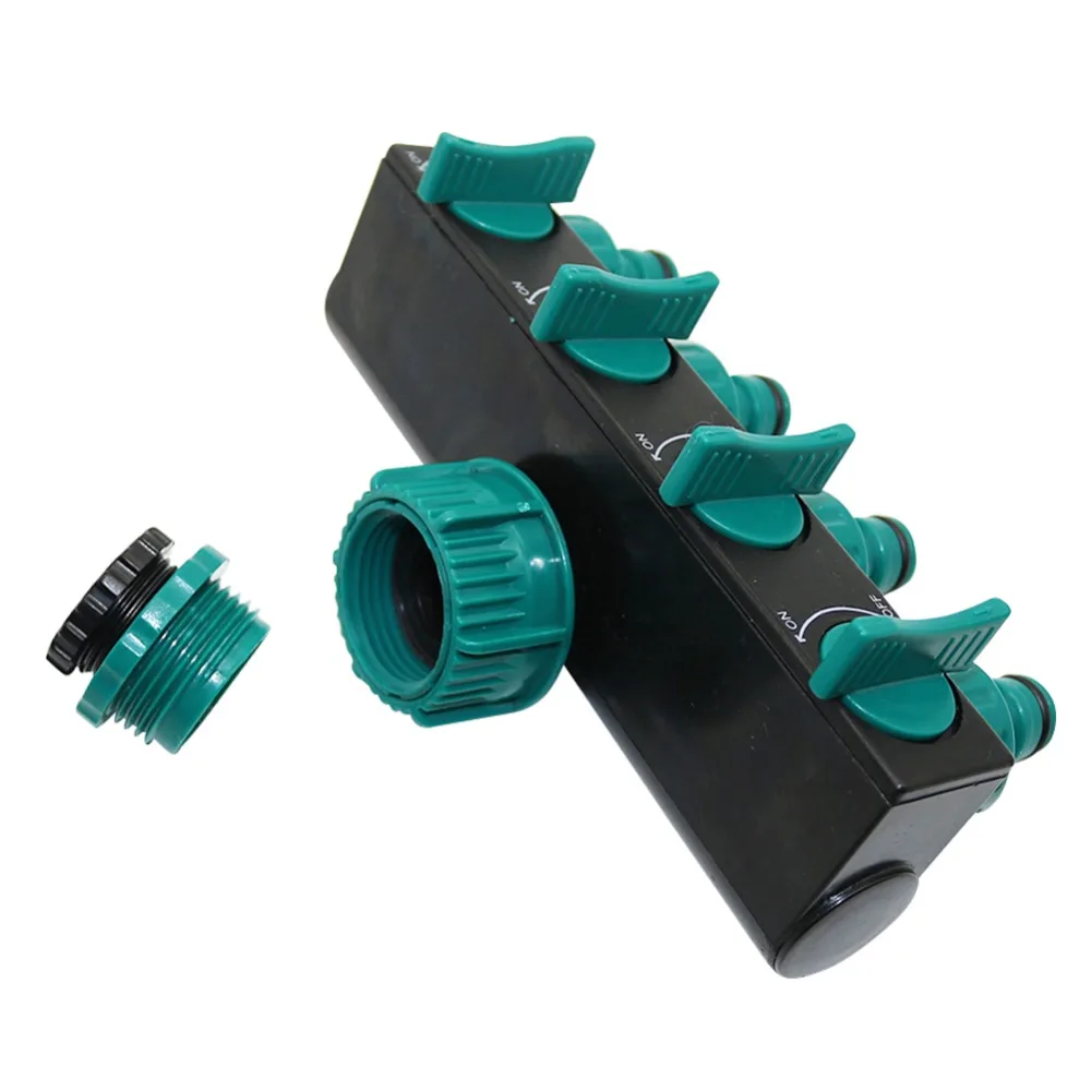 Garden Irrigation Splitter 4-Way Water Splitters 1" to 3/4" to 1/2" Thread European Standard Thread Garden Irrigation Watering Connector Fittings Valve