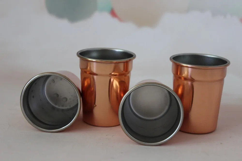 Copper plating cup Vodka Steel Shot Glasses without logo,Portable