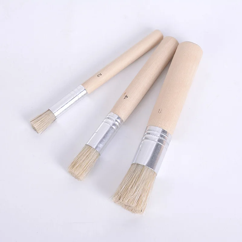 

3Pcs/Set Wooden Stencil Brush Hog Bristle Brushes Acrylic Watercolor Oil Painting Brushes High-end Drawing Tools Supplies