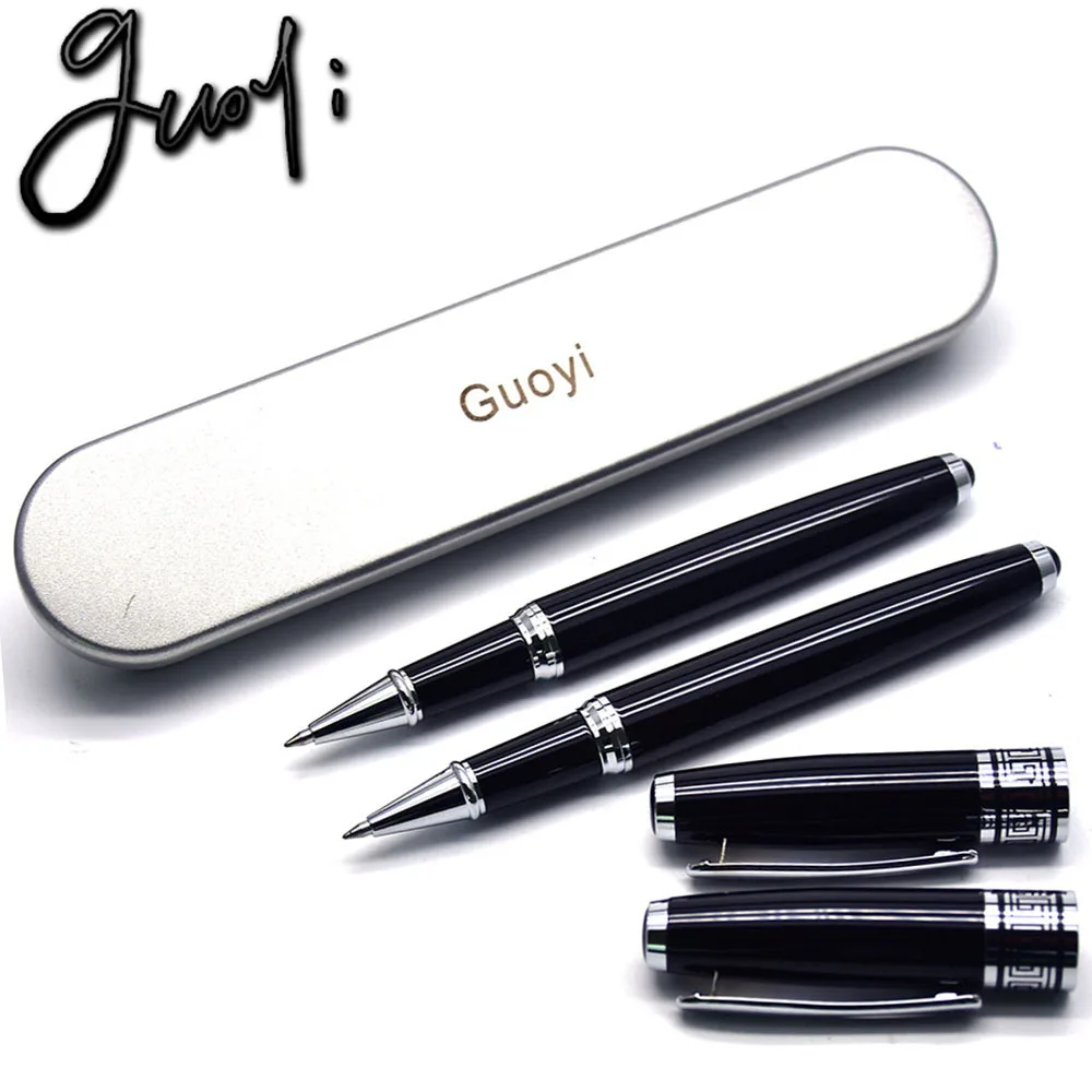 

Guoyi A113 Black metal engraved Gel pen Learn office school stationery Gift Luxury pen hotel business Writing ballpoint pen