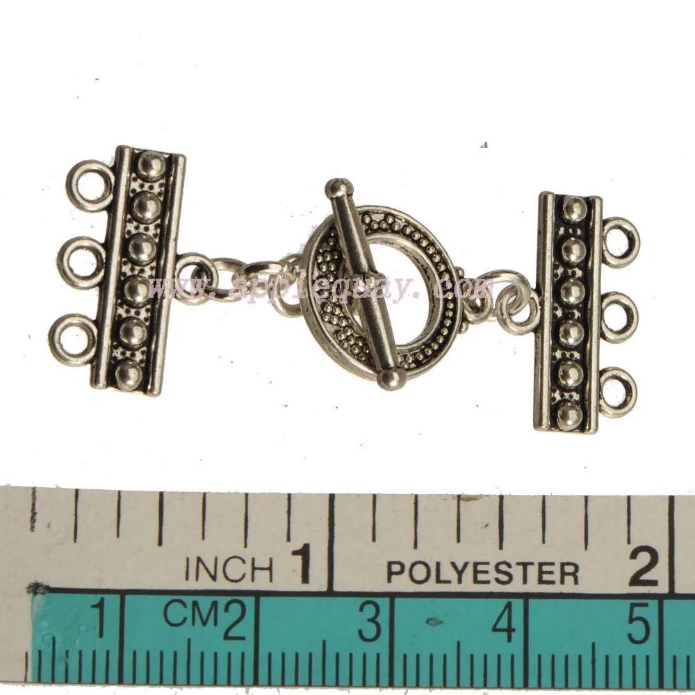 clasps & hooks fit multi chains bracelets antique silver 3 holes