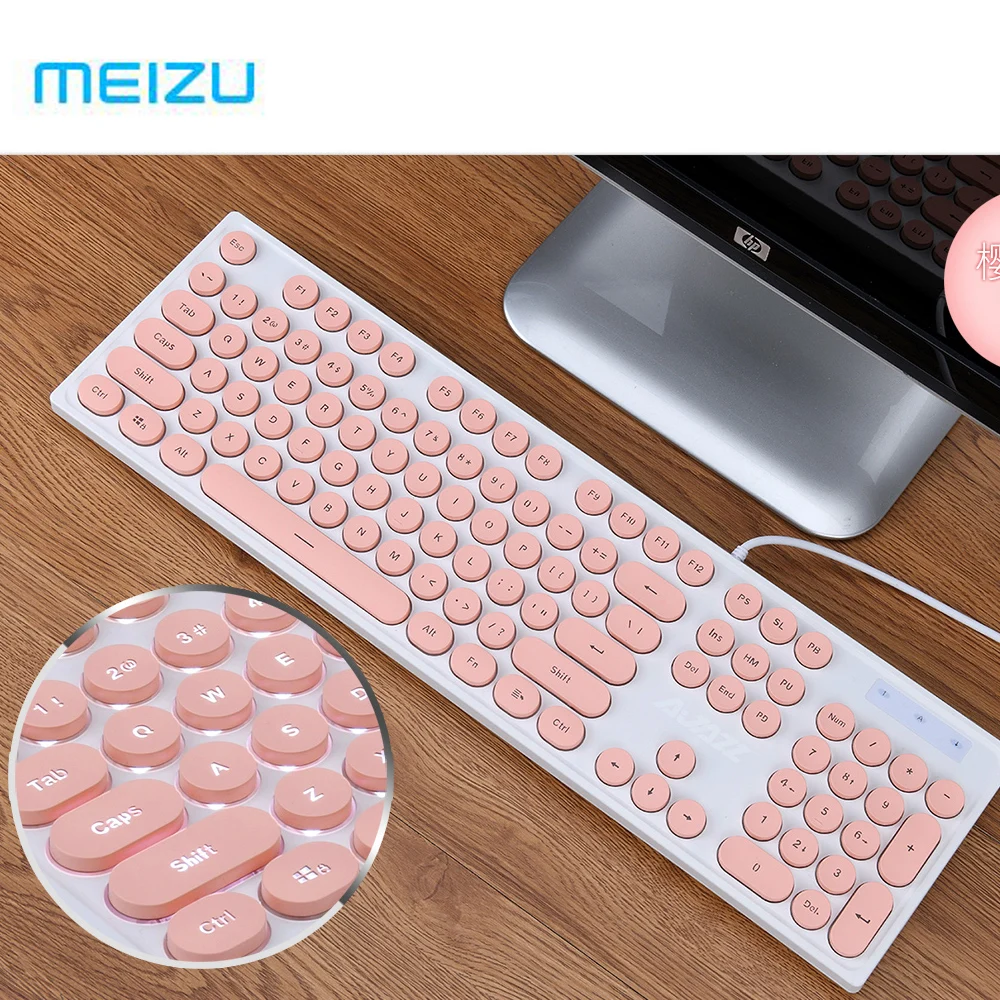 

4colors Meizu Heijue AK325 Round Key Punk White Backlit Game Office Keyboard Switchable Light