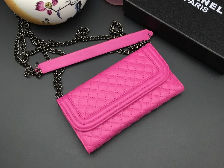 Чехол-Кошелек с металлической цепочкой, модный кожаный чехол-книжка с сеткой для iphone7 8Plus 11 Pro MAX, зеркальный чехол, сумка X XS MAX XR - Цвет: rose