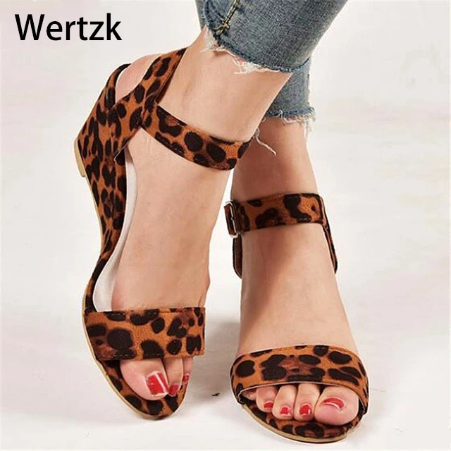 

Wertzk Women Sandals 2019 Wedges Summer Casual Shoes Buckle Strap Roman Gladiator Sandals Women Sandalias Mujer D014