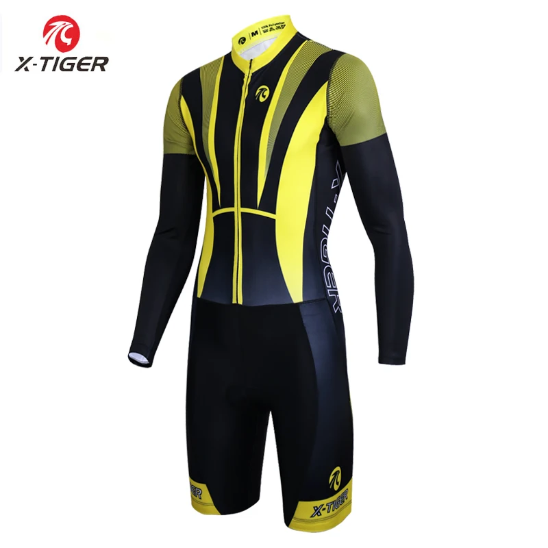

X-Tiger 2019 Triathlon For Running Swimming Bicycle Clothes With Compression Sponge Padded Autumn Long Sleeve Cycling Jerseys