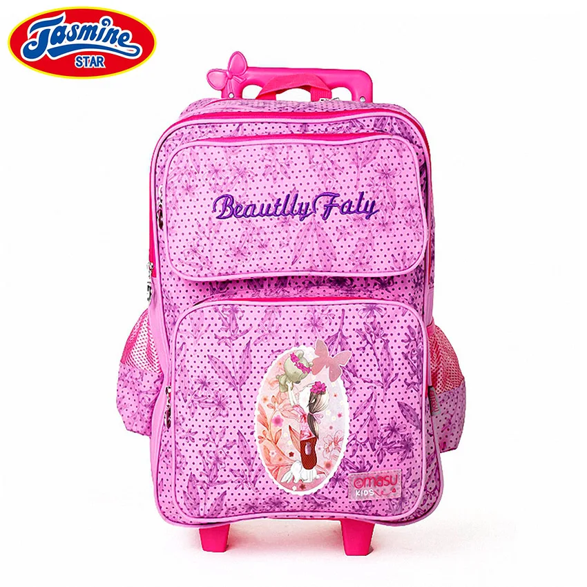 

JASMINESTAR 3PCS Children Backpack School Wheeled Trolley Backpack Dot Floral Student Girls Grade 1-3-6 Kids Primary School Bags