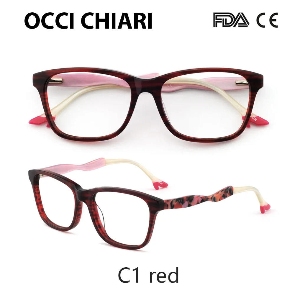 OCCI CHIARI, итальянский дизайнерский бренд, высокий каблук, украшены ацетатными линзами по рецепту, очки для близорукости, женские очки, оправа, W-CORRI - Цвет оправы: C1 red