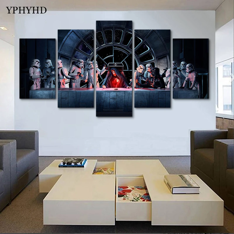 YPHYHD 5 Panel Star Wars Wall Decor Painting Canvas Printings Table