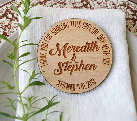 Wooden Magnets Personalized Wedding Favors Wooden Magnets Personalized Wedding Favors Thank You