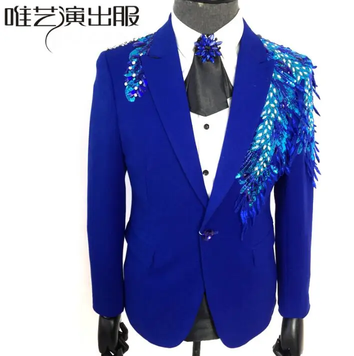 men feather suits designs masculino homme terno stage costumes for