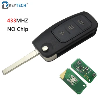 

OkeyTech for Ford Mondeo Focus Fiesta C Max S Max 433MHz 3 Buttons Flip Folding Remote Control Key Fob Case NO CHIP HU101 Blade