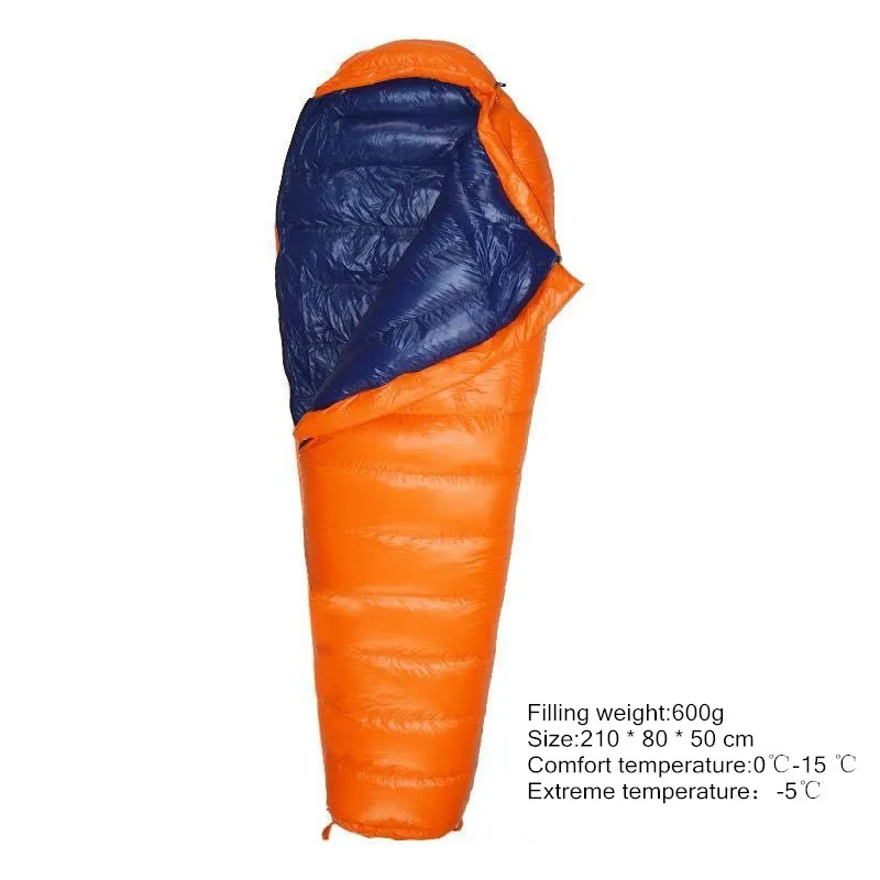 Зимний спальный мешок Мумия утиный пух 400g 600g 800g 1000g светильник на открытом воздухе спальный мешок для кемпинга Пеший Туризм подпушка спальный мешок датчик - Цвет: orange navy blue600g