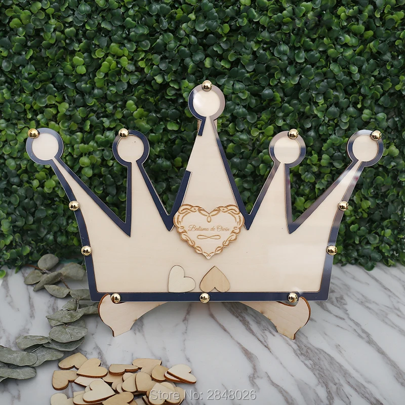 

Rustic Wooden Wedding Crown Guest Book, Drop Box, Baptism Guest Book Alternative, Baby Shower Wishes Guest Book.