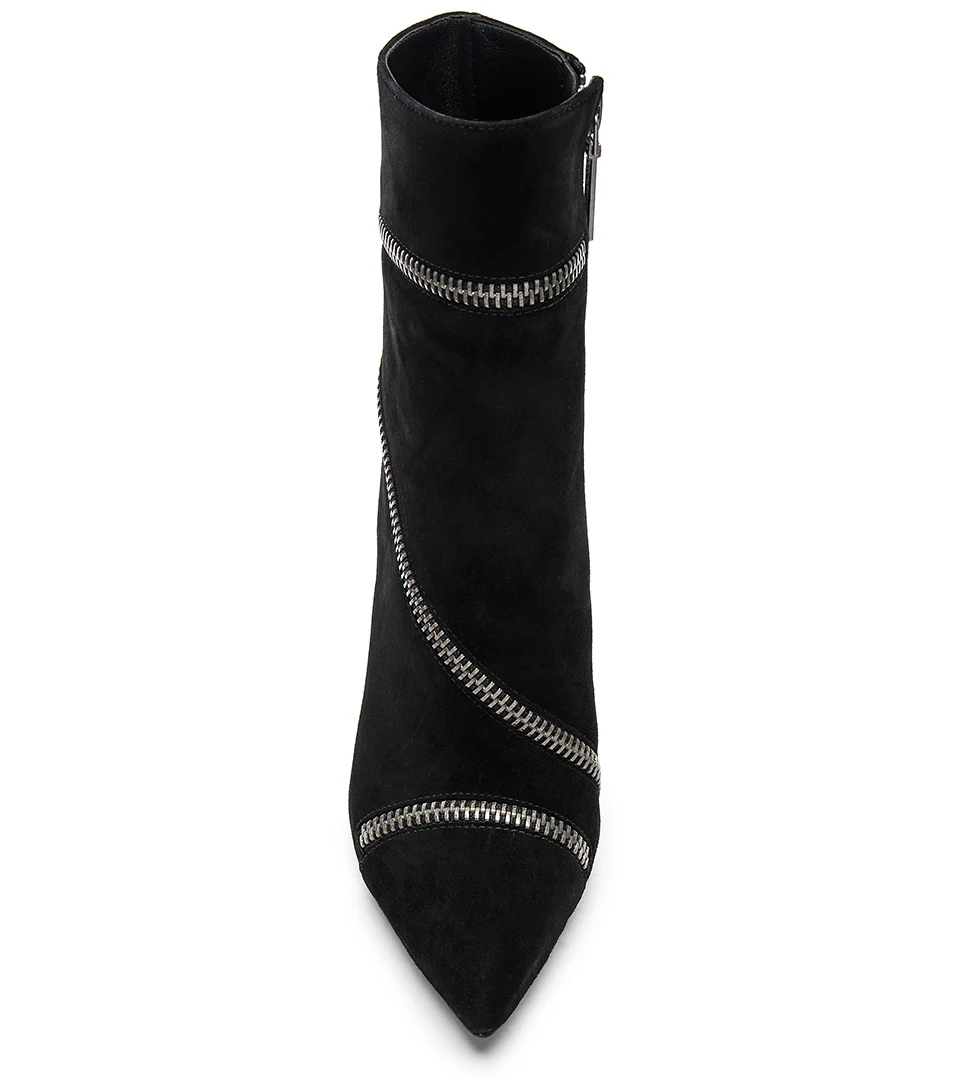 Bout Talon Dames Grande Chaude Gros Pointu Fermeture Suede Haute Chaussons Femmes Black Noir Cheville Stiletto Éclair 2018 Doublure Taille En Faux Bottes XaxIwEq7f