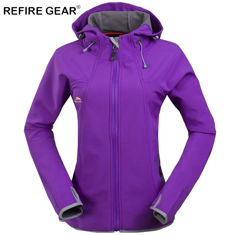 ReFire Gear Winter Windproof Camping Fleece Jackets Women Thermal Waterproof Hiking Jacket Coat Femal Soft Shell Outdoor Jackets