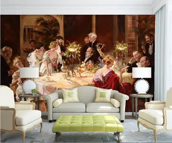 

3d room wallpaper custom non-woven wall sticker 3d Dinner characters background wall painting photo 3d wall murals wallpaper