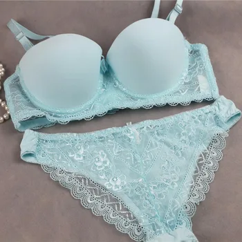 

White Lace Bra Set 1/2 Cup Hollow Out Brassiere See Through Bra Transparent Lingerie Women Plus Size Sexy Underwear Sets