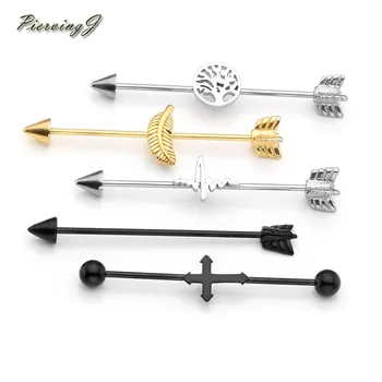 

PiercingJ Stainless Steel 5pcs / set Mixed Industrial Barbell Helix Cartilage Top Upper Ear Studs Earrings Body Piercing Jewelry