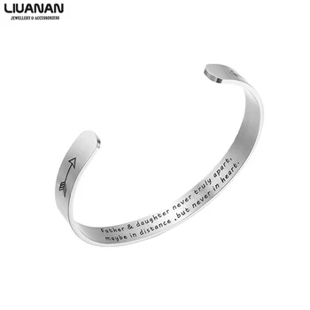 

9.5mm Wide Bangle Gift for Dad Cuff Bracelet Father and Daughter Never Truly Apart Maybe in Distance but Never in Heart