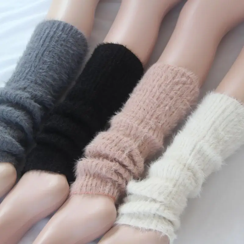 

Korea Style Women Winter Warm Solid Soft Stockings Female Thick Over Knee Leg Warmers Knitted Womens Gaiters Beenwarmers BAC232