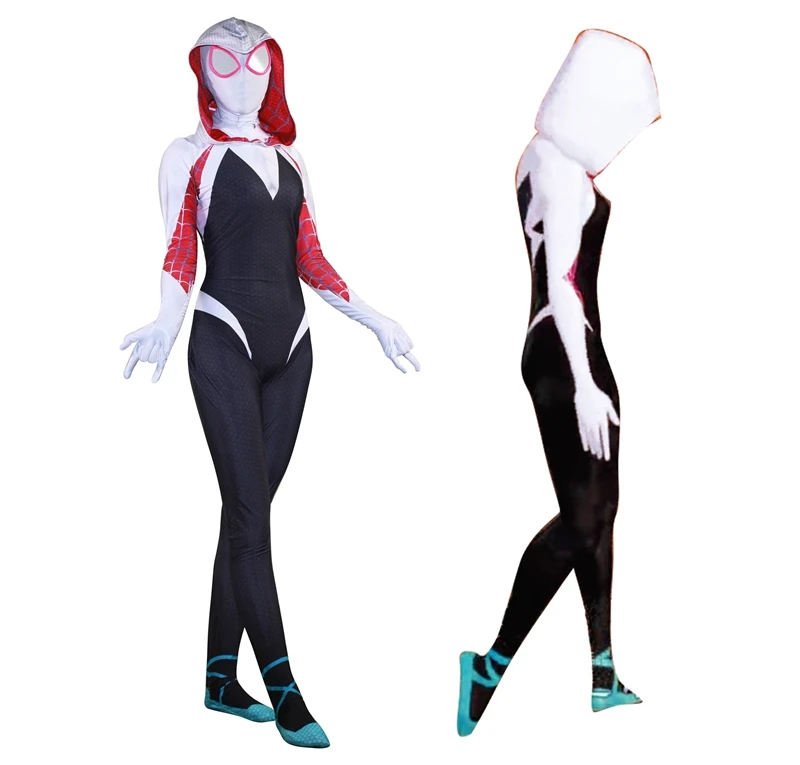 

FOGIMOYA New 3D Women Gwen Stacy Spider-man Cosplay Costume Spiderman Zentai Superhero Bodysuit Suit Jumpsuits