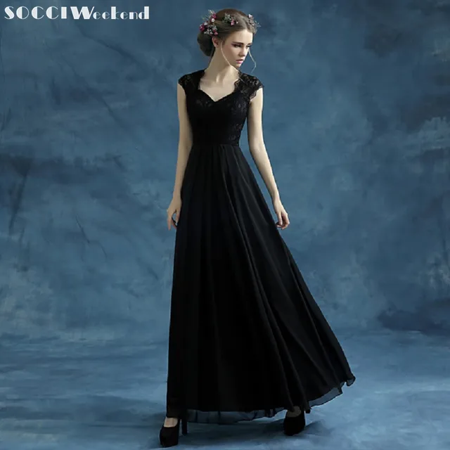 Teal and Black Floor Length Dresses