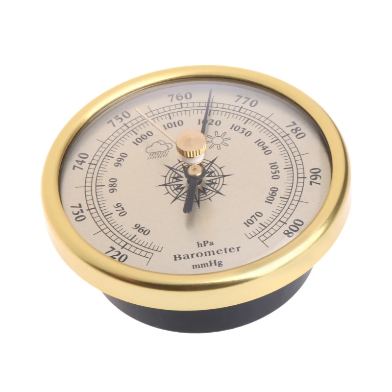 72mm Wall Hanging Barometer 1070hPa Gold Color Round Dial Air Weather Station