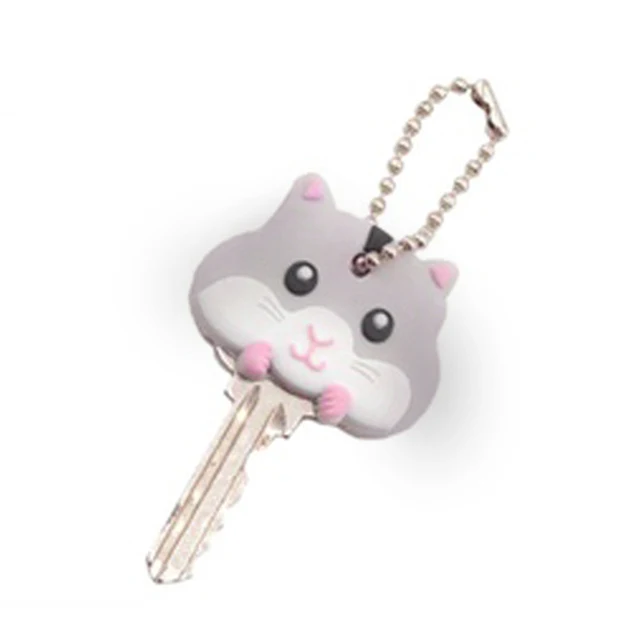 Special Offers Doreen Box PVC Key Caps Grey White Orange Dark Grey Cartoon Mouse Dog Pattern Silver Ball Chain Charm Accessories,1 PCs