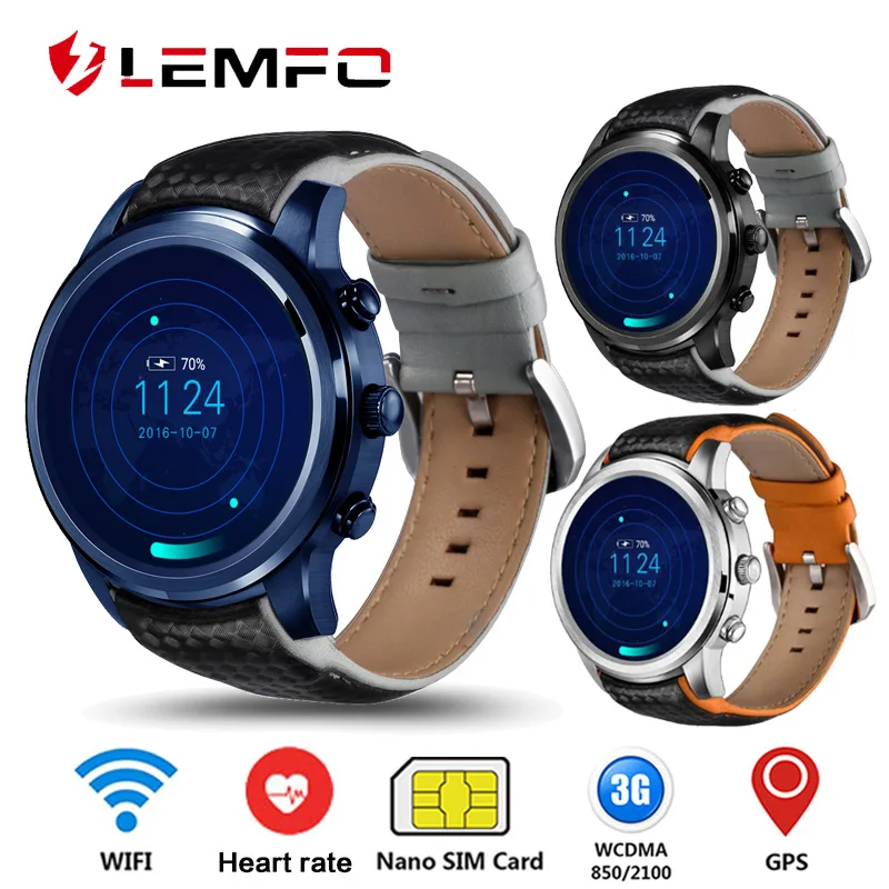 

LEMFO LEMT Smart Watch Android 7.1 3GB+32GB 2.86inch Support 4G SIM Card GPS WiFi 2700mAh Big Battery SmartWatch Men