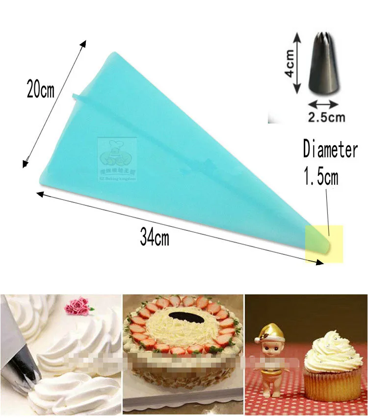 Многоразовые силиконовые кондитерский мешок+ насадка из нержавеющей стали, Обледенение Трубопроводы крем Кондитерские инструменты для выпечки печенья инструменты украшения торта инструменты украшения для торта