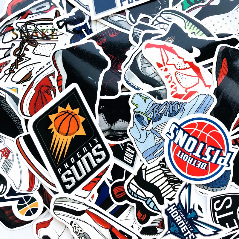 90 قطع بارد NBA نادي شعار AJ رياضية ملصقات ملصق مضاد للمياه محمول سيارة جذع Skateboard Guitar دراجة الشارات
