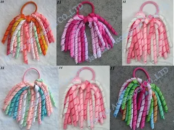 

free shipping 200pcs korker ponytail holders streamer to mix hundreds of color korker pony streamer colorful