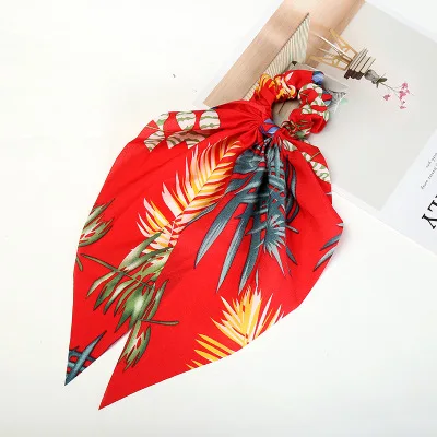 Богемный шифоновый цветочный растягивающийся шарф для волос галстук-бабочка конский хвост шарф повязки для волос бантик цветочный принт комплект веревок для волос