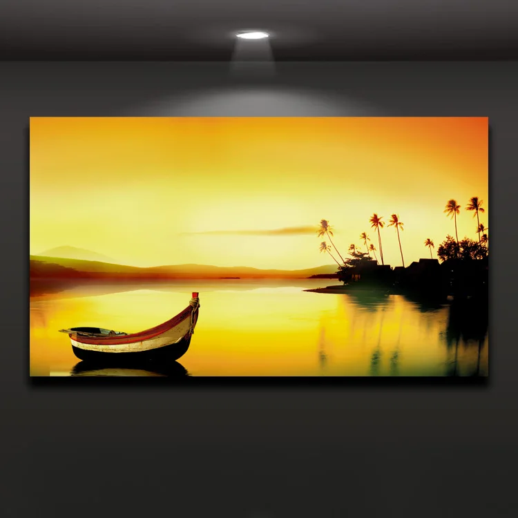 SUN SET-SUN RISE BOATS SCENERY picture wall Canvas home wall choose your size 