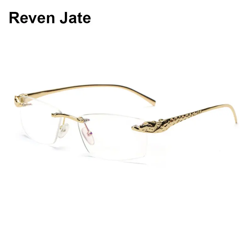

Reven Jate Glasses Man Optical Rimless Alloy Eyeglasses Frame Classic Men Collection with Optional Colors Rx-able Prescription