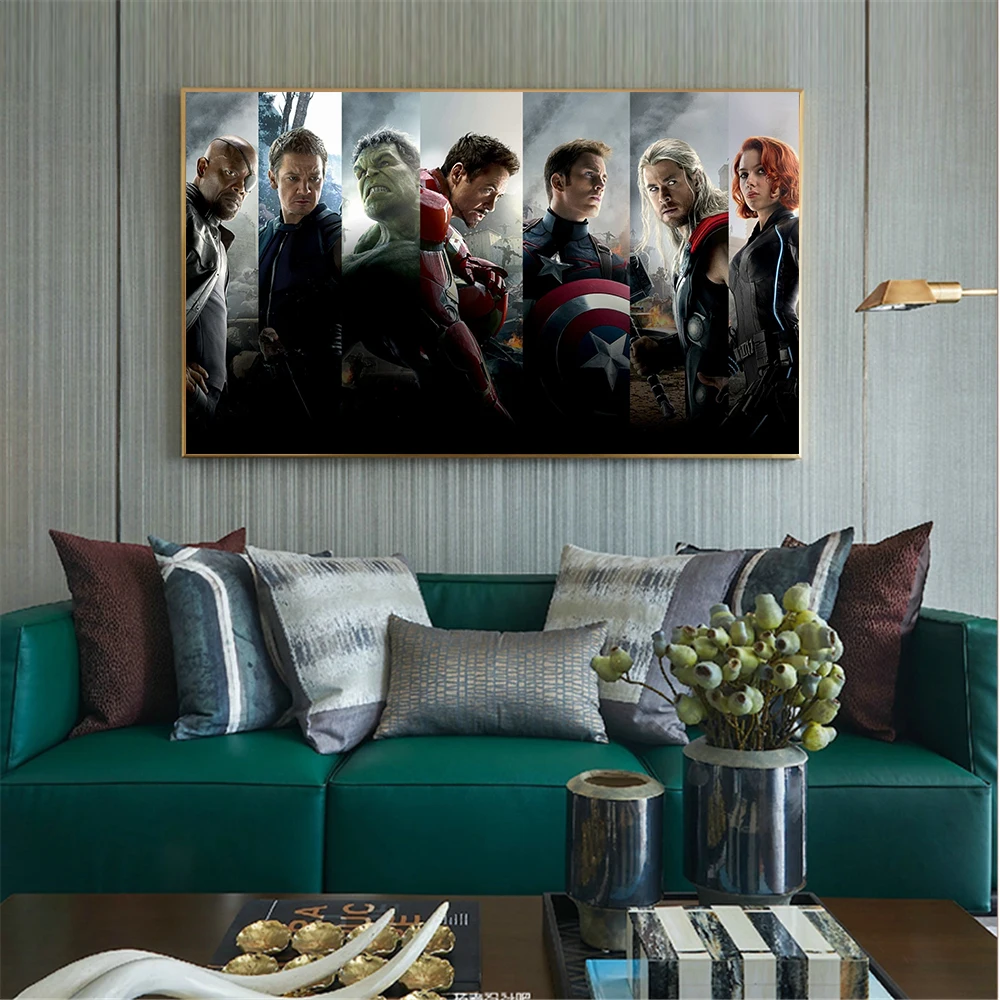 

Wall Art Canvas Movie Poster The Avengers Superman Iron Man Picture Wall Paintings for living room wall decor Cuadros
