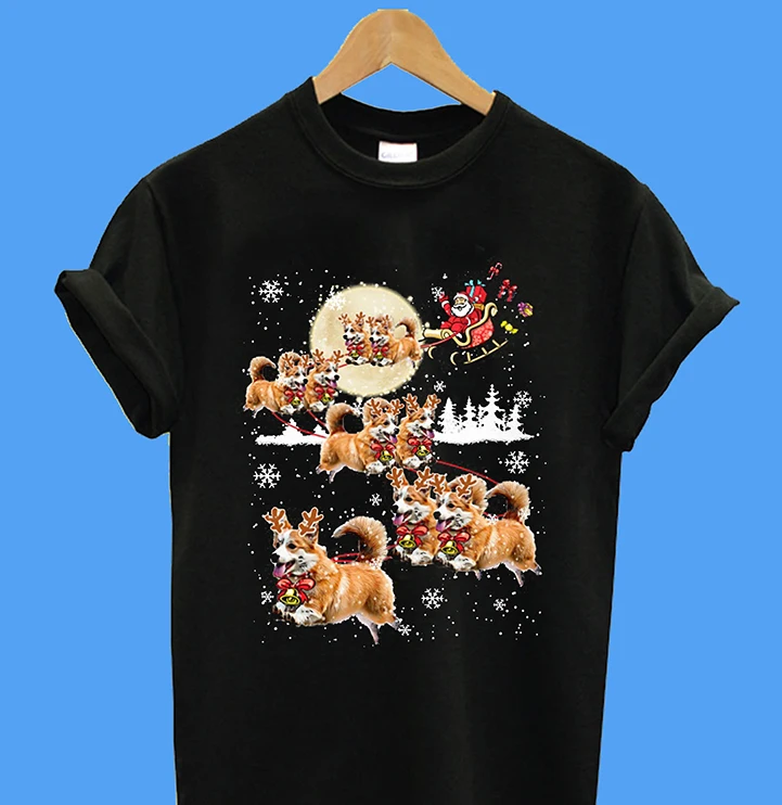 

Summer funny print men tshirt women Corgis Reindeer Christmas Dog Lovers T-Shirt(2)