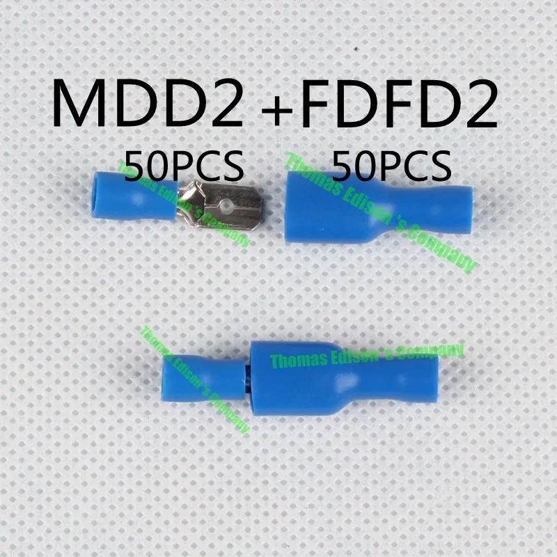 MDD FDFD Женщина мужчина Изолированные Лопаты совместных 100 ШТ. Разъем Обжимной Вывод Разъемы Кабель Провод Разъем MDD+ FDFD FDFD+ MDD