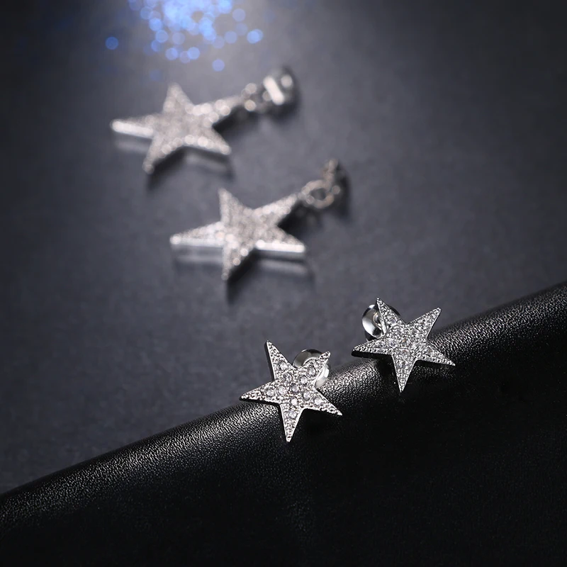 Модные черные серьги-капли в форме звезды и морской звезды для женщин с AAA+ кубическим цирконием, Золотые серьги, ювелирные изделия AE353
