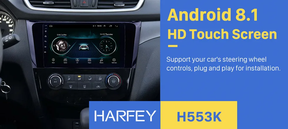 Flash Deal Harfey GPS Radio Bluetooth car Multimedia player Navigation System 9" Android 8.1 for Nissan X-Trail 2013 2014 with 3G WiFi SWC 0