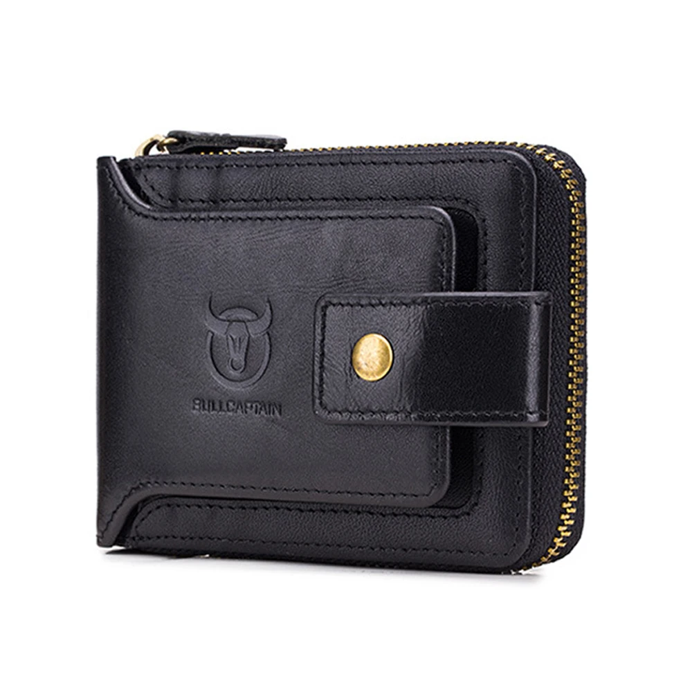 

Quality guarantee genuine leather men wallets short male cow leather purse men ID card holder vintage hasp dollar zipper wallet