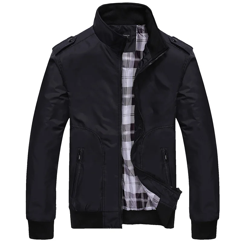 Новая мужская куртка на весну и осень, однотонная, мужская, с капюшоном, приталенная, Базовая куртка, ветровка, Jaqueta Masculino, пальто, размер M~ 5XL - Цвет: black